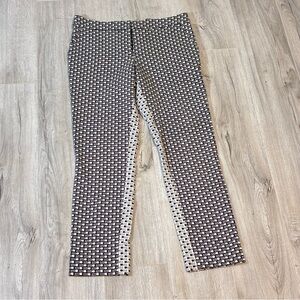 Lela Rose Brown & Cream Geometric Patterned Pants